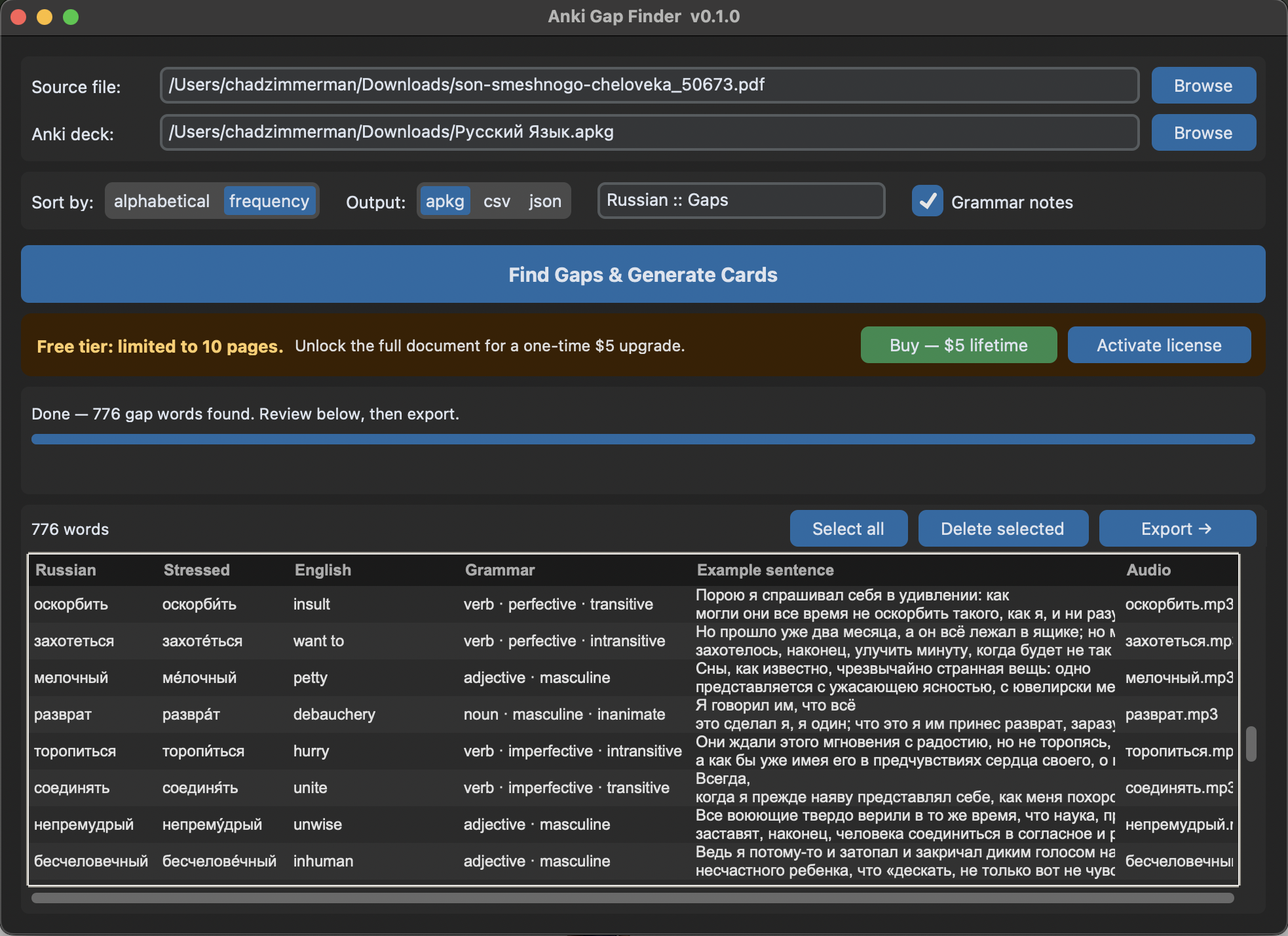 Anki Gap Finder screenshot